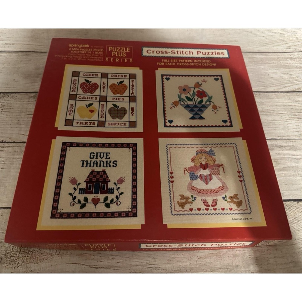 Vtg Springbok Cross-Stitch Puzzles 4 Mini Puzzles Never put together See pics